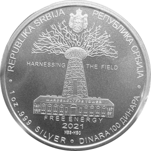 Tesla-Free Energy 2021 1oz .999 Silver 100Dinars Coin